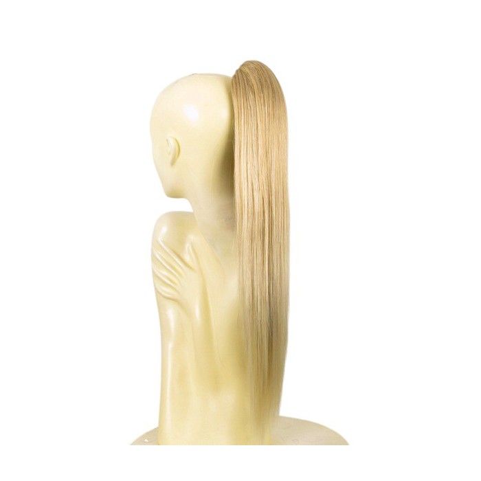 Postiche Queue De Cheval Synthétique 70 Cm - Blond Méché Très Clair - Neuf Avec étiquettes
