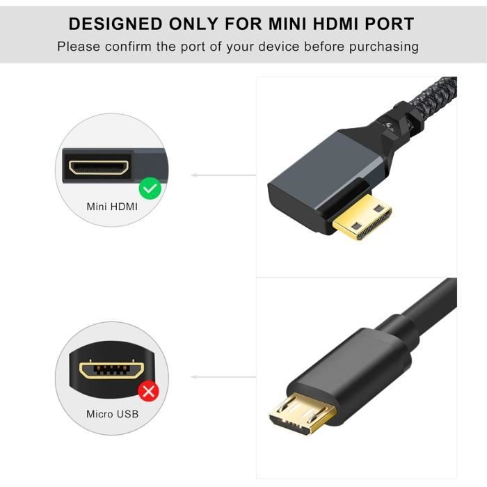 Adaptateur HDMI Angle Droit - Mâle Vers Femelle - 90° Et 180° - Pour Espaces Serrés
