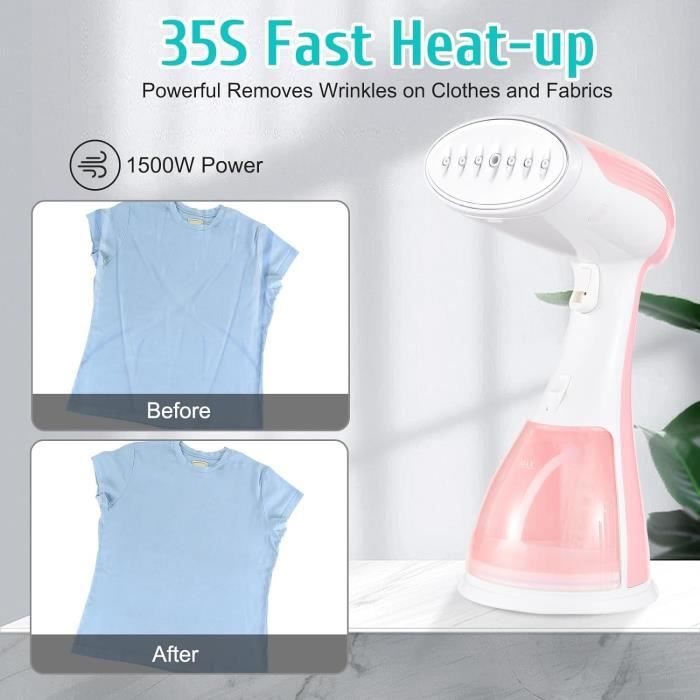 Défroisseur Vapeur Portable 1500W - Chauffe En 20s, Réservoir 300ml, Repassage 360° | Idéal Voyage, Maison, Bureau Pour Vêtements, Rideaux, Tissus