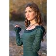 Robe mi-européenne classique médiévale à col rond et à manches longues pour femmes Vert-2