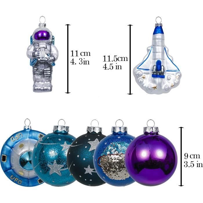Lot de 8 Boules de Noël en Verre, Boule de Noël Bleue et Violette