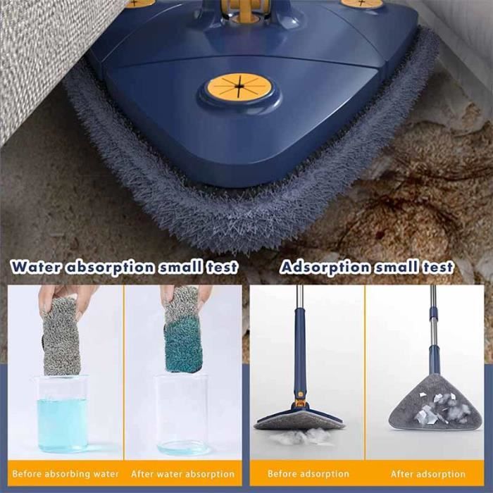 Triangle Rotatif à 360°Réglable Vadrouille de Nettoyage Télescopique