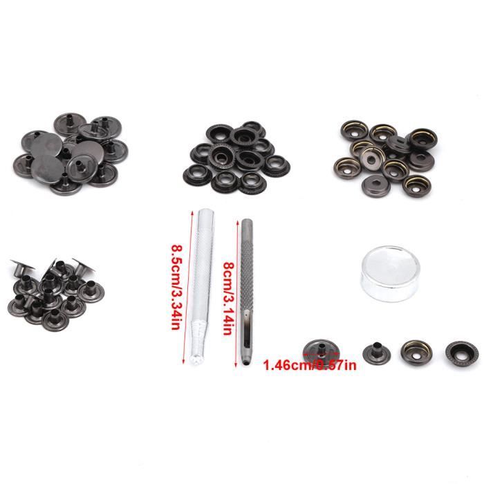 Kit De Boutons-pression Métalliques Avec Outils - Lot De 50 Pièces Pour Vêtements En Cuir Et Tissu - 5