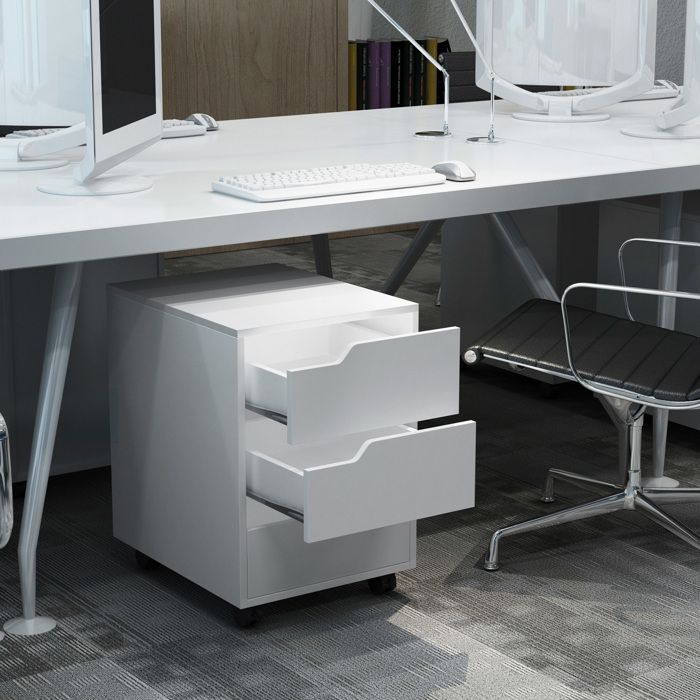 Meuble Pour Imprimante HOMCOM Avec Roulettes - 3 Tiroirs + 2 Étages, Prises USB Et Electrique - 80x40x65.5 Cm - Marron/Noir