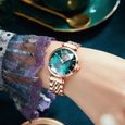 Montres femmes de marque de Luxe 2021 Diamant bracelet acier cadran vert étanche montre Bijoux femmes chiffres romains Magnifique-3