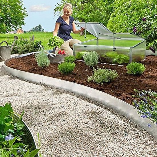 Bordure De Jardin En Acier Galvanisé 5m X 15cm | Résistante Et Flexible Pour Potager