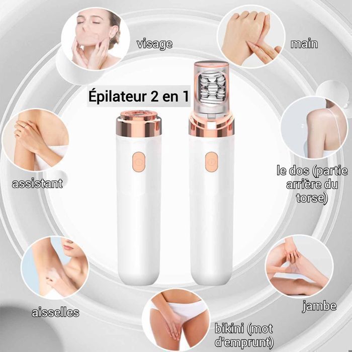 Épilateur électrique Portable 2 En 1 – Pour Femmes – Visage Et Corps – Mini Rasoir Indolore – Neuf