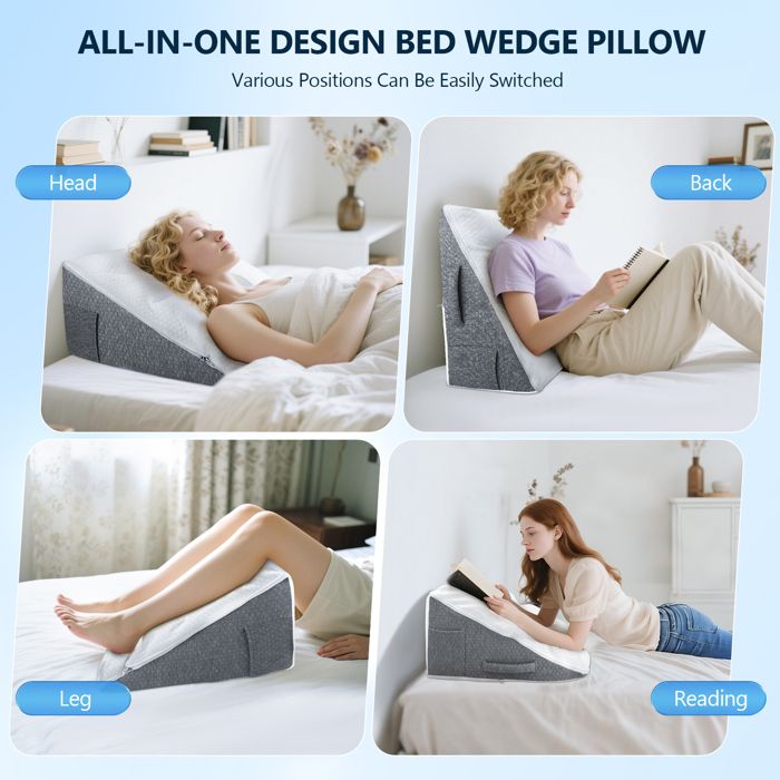 Oreiller Anti Reflux Coussin Incliné Pour Lit, Coussin De Lecture Pour Lit, Coussin Dossier Canapé, Oreiller De Lecture, Coussin Dos, Fauteuil Lit - Maison Plan Incliné Bebe