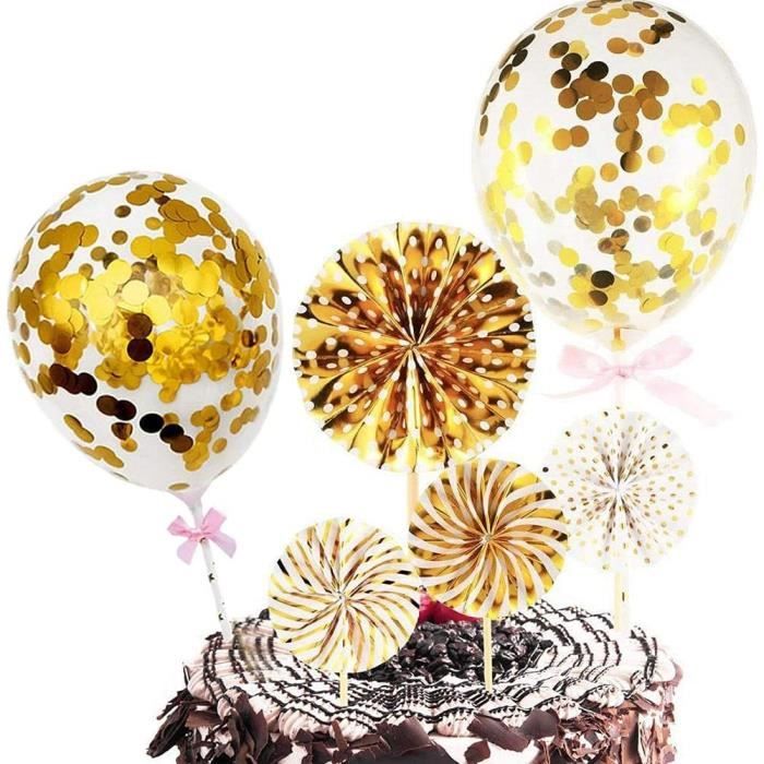 Decoration Gateau Anniversaire 24 Pièces Happy Birthday Cake Topper Noir  Déco Gateau Garcon Fille Ballons Couronne Étoiles Fa[q1633]