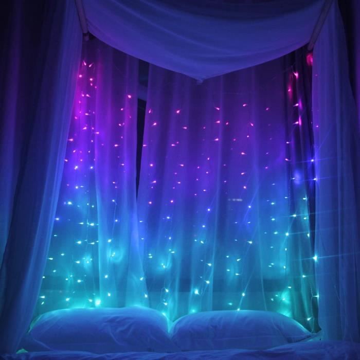 BECCOBEAT Rideau lumineux pour filles Chambre à coucher Tapisserie Licorne  Sirène 160 Lumières LED Rose Bleu Violet Lumières pour Fêtes Décorations de  Noël (160LED) : : Luminaires et Éclairage