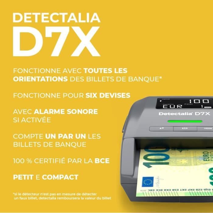D7X - Détecteur de faux billets et compteuse de billet EUROS plus