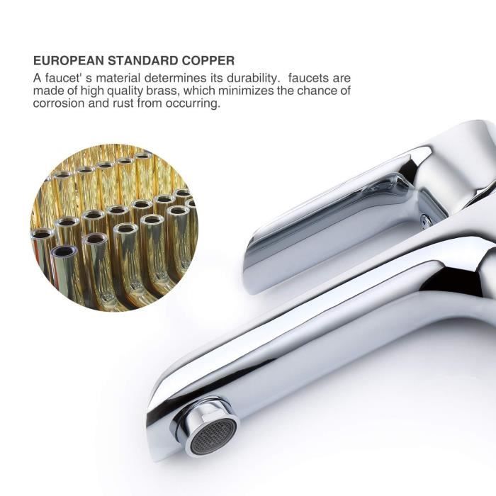 Amzdeal Robinet de Lavabo Robinet d evier en laiton A 59 Mitigeur Lavobo unique tige Robinet salle de bain Chrome Dolphin 04 Cdiscount Bricolage