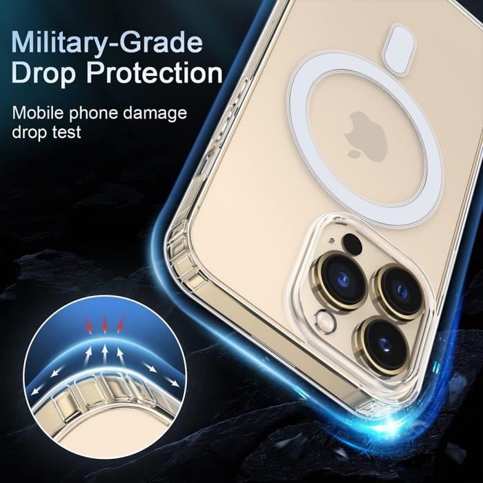 Coque Magnétique + 2 Verres Trempés + 2 Protections Caméra Pour IPhone 12/pro/mini/pro Max - Transparente - Anti-choc