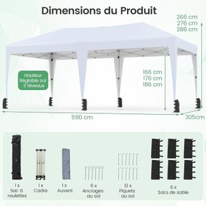 BODYA Lot De 15 Pièces De Rechange 3x6m Pour Tonnelle - Pieds Et Connecteurs Pour Tente