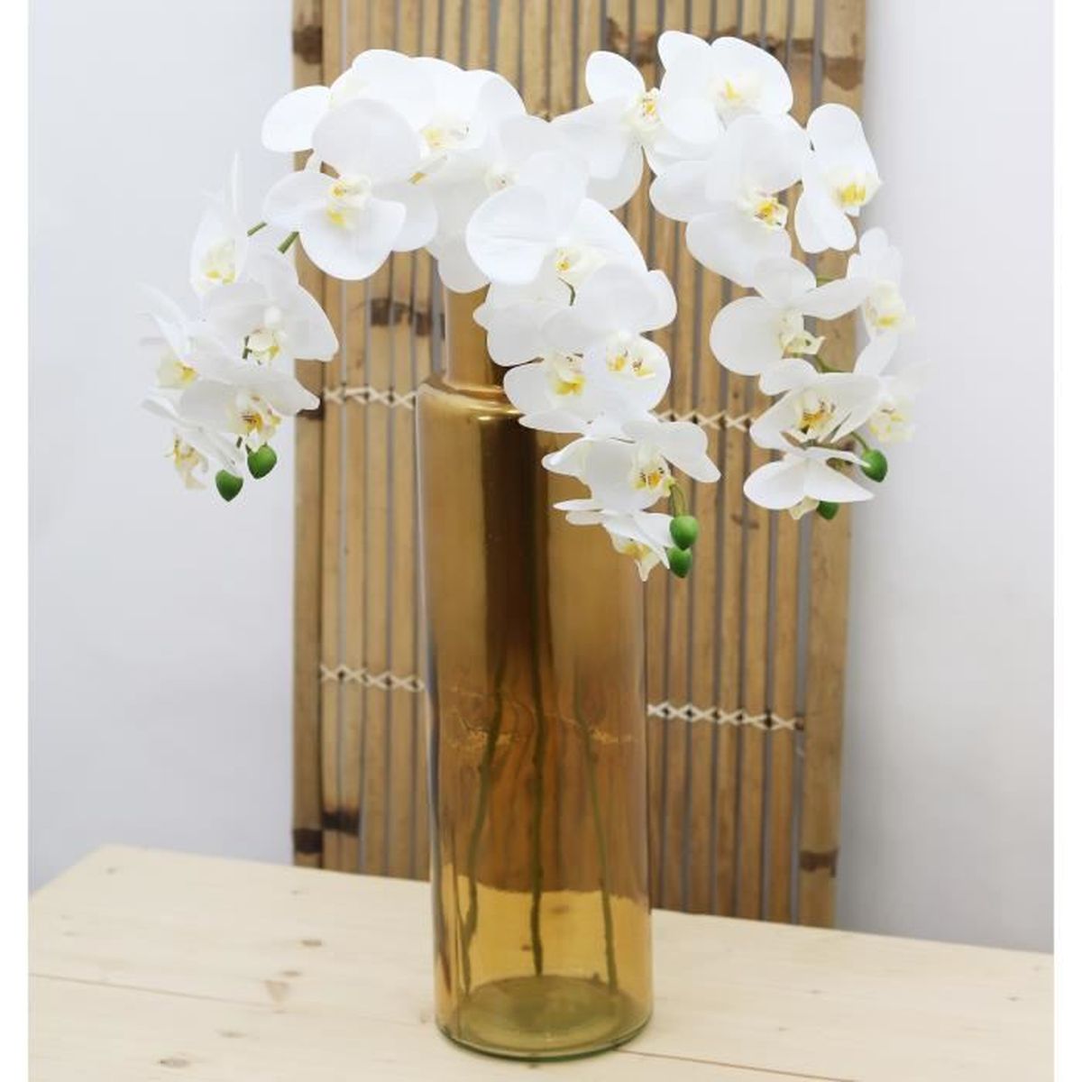 Lot de 3 tiges Deluxe VIOLET/NOIR du Phalaenopsis orchidées FLEURS EN SOIE 48 in Tall environ 121.92 cm