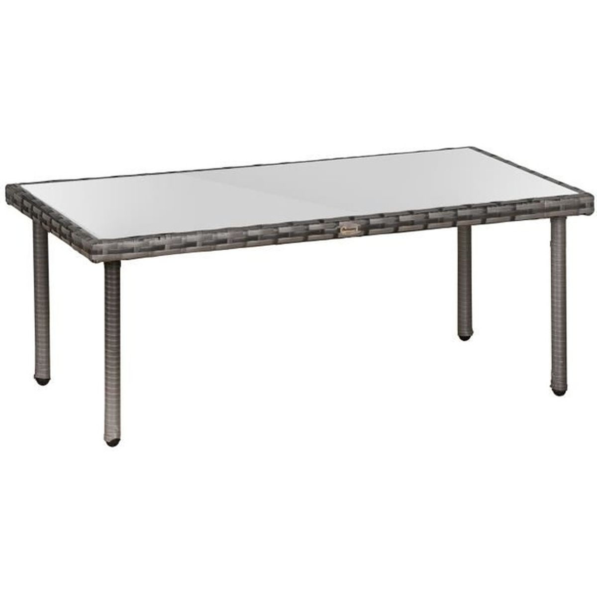 Deuba Table d'appoint en polyrotin Table basse de jardin avec plateau en verre 