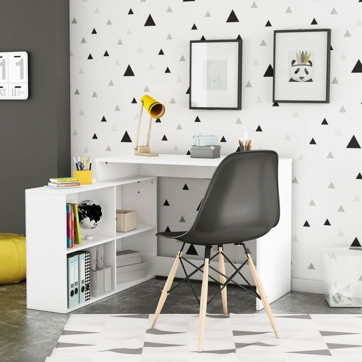Bureau D Angle Blanc Perle Terre De Nuit Achat Vente Bureau Cdiscount