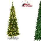 Sapin de Noël Lumineux LED 200cm COSTWAY-250 Lumières Blanc Chaud-708 Branches Aiguilles en PVC-Support Métallique Pliable