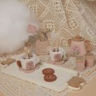 Ensemble de Jeu de Rôles pour Fête de Thé Jouet en Bois Simulation Tasse de Thé Parent-Enfant Jeu de Rôle Jouet de Thé pour Enfants 3+ 15 Pcs