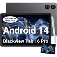 Blackview Tab 16 Pro Tablette Tactile 11.0" 24 Go + 256 Go 7700mAh 13MP Android 14 Widevine L1 Dual SIM 4G Tablette PC GPS - Gris