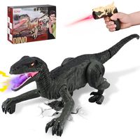 TTLIFE Jouet dinosaure, télécommande Dino Vélociraptor télécommandé pour enfants, mouvements de marche réalistes lumières LED