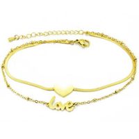 Chaine de cheville bracelet réglable femme acier doré or love coeur saint valentin
