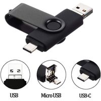 Clé USB 64 Go Type C Micro USB et USB 2.0 OTG 3 en 1 Pivotant Mémoire Stick Flash Drive U Disque Pliable