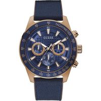 GUESS Men's Stainless Steel Quartz Watch with Silicone Strap, Blue, 24 (Model GW0206G2)