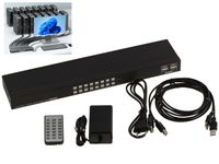 KVM Switch Automatique Souris Clavier Ecran 16 PC - HDMI 4K / USB - Avec télécommande, cordons, alimentation et équerres pour rack