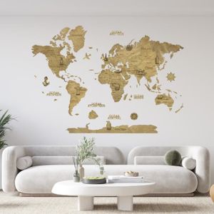 OBJET DÉCORATION MURALE Décoration Murale | Carte du monde en bois 2D Foncée L (150*105 cm) Creatifwood