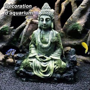 DÉCO ARTIFICIELLE Décoration d'aquarium zen boudha Statue résine Fis