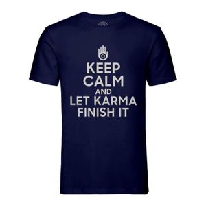T-SHIRT T-shirt Homme Col Rond Bleu Keep Calm and Let Karm