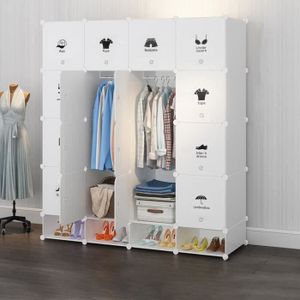 ARMOIRE DE CHAMBRE Armoire penderie + 4 Cubes Chaussures - OOBEST - B