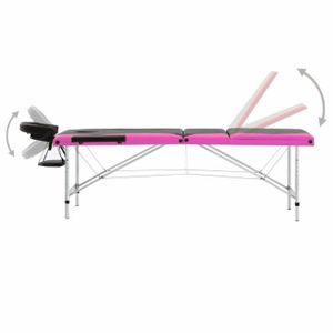 TABLE DE MASSAGE - TABLE DE SOIN NEUF Table de massage pliable 3 zones Aluminium Noir et rose En Stock YESMAEFR