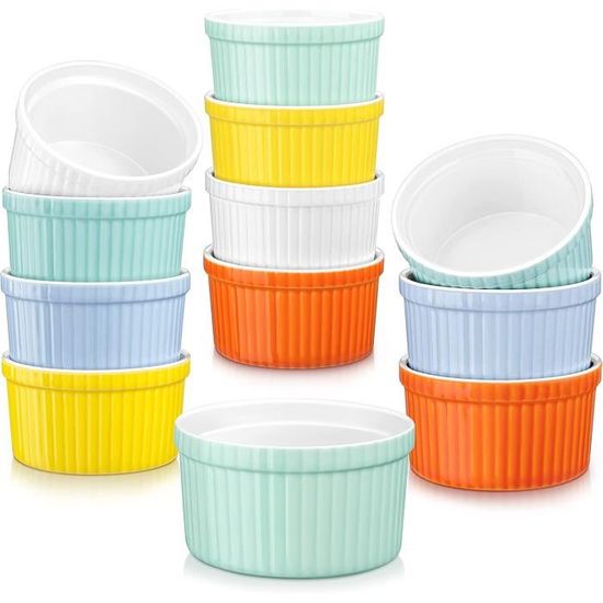Set De 4 Ramequins En Céramique 300 Ml - Pour Crème Brûlée, Soufflé, Desserts Individuels - Allant Au Four Et Lave-vaisselle - 11
