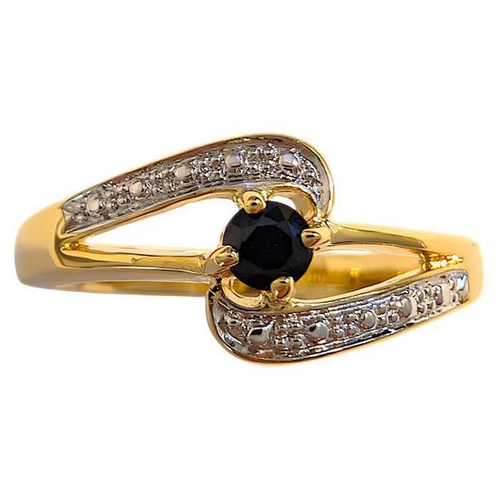 Bague Dolly-Bijoux Plaquée Or 18K 5 Microns Avec Saphir Cz 10mm - Taille 62, Neuve Avec étiquettes