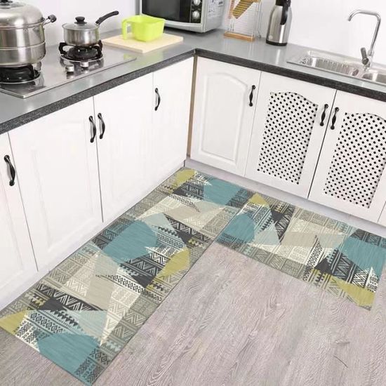 Tapis De Cuisine/couloir Antidérapant Lavable - Dimensions 40x60 Cm à 120x500 Cm - Polyester - Motif Géométrique