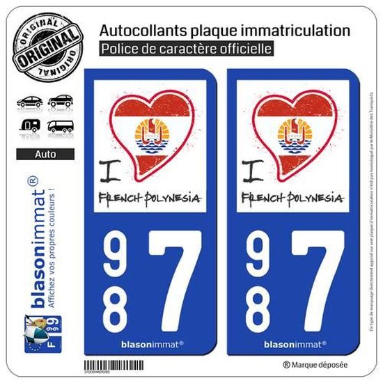 Autocollant 987 Avec Blason De La Polynésie Française Pour Plaque D