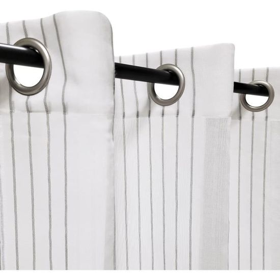 Rideau Voilage À Fines Rayures À Œillets 140X240Cm Prêt A Poser, 50% ...