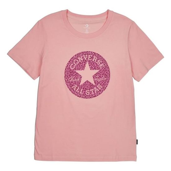 T shirt Femme CONVERSE Chuck Taylor All Star Leopard Patch Tee Rose Manches courtes