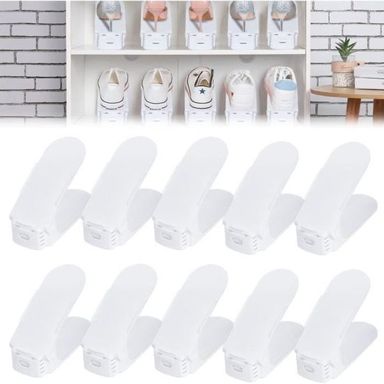 Lot De 30 Rangements à Chaussures YUENFONG - 3 Niveaux Réglables, Antidérapants Noir | Gain De Place Placard