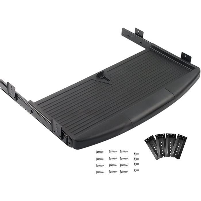 Plateau De Clavier Sous Bureau En Métal Robuste 76 Cm - Noir - Rangement Et Organisation Parfaite Pour Bureau