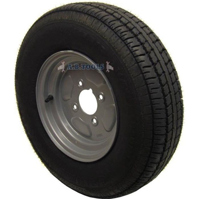 Roue De Remorque 5,00 X 10 – Jante 4×100 PCD, Charge 355 Kg – Pneu Wanda P802 Homologué E – Pour Usage Route