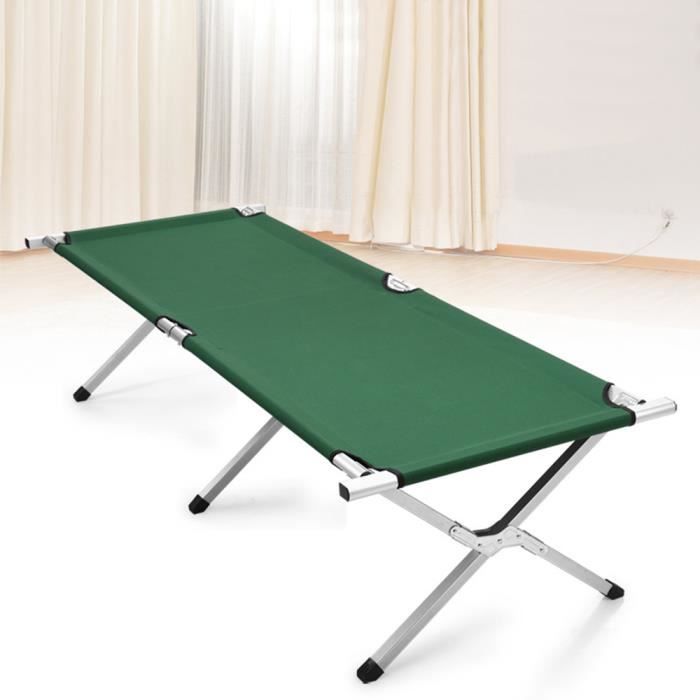 190 x 62 x 42CM Lit de camp pliable, Vert lit Pliant de Voyage Pêche