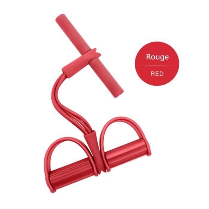 Corde De Tension Multifonctionnelle Résistance Formation 4 Tube Jambe Exerciseur Bande Pédale Équipement de Gym, Rouge