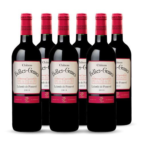 6 bouteilles - Vin rouge - Tranquille - CHATEAU BELLES-GRAVES Grand Lalande-de-Pomerol Rouge 2013 6x75cl