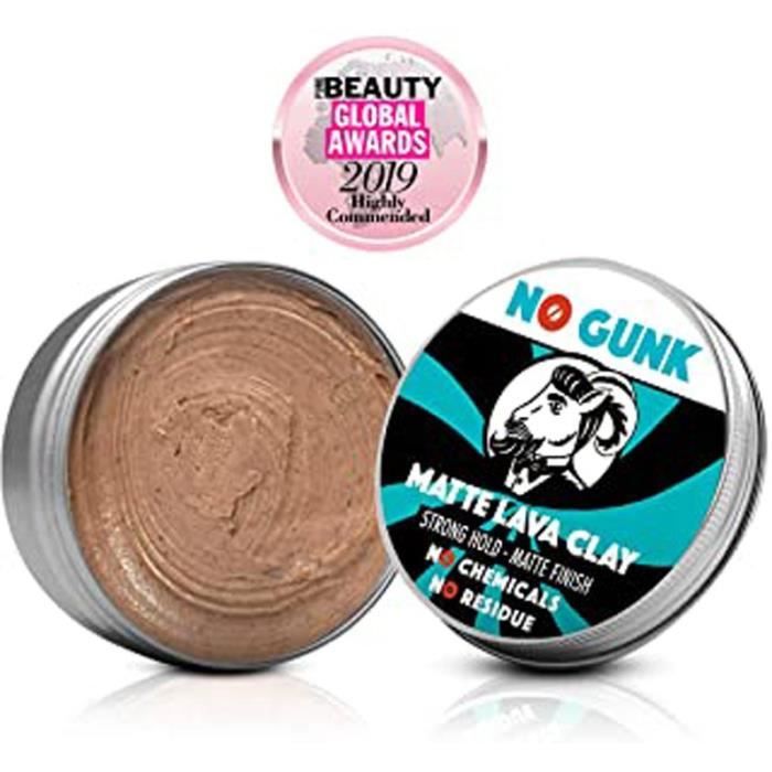 Gunk Argile Pâte Cire Coiffante Bio 100% Naturelle Pour Cheveux Homme - Tenue Forte - Effet Mat - Matte Lava Clay (Original, 50G)