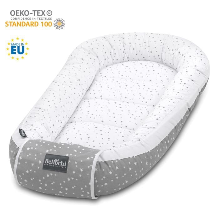 Bellochi Reducteur de Lit Bebe Cale Bebe pour Lit Cocon Bebe - 100% Coton OEKO-TEX 90 x 60cm - Nid de Bebe Baby Nest - Polaris