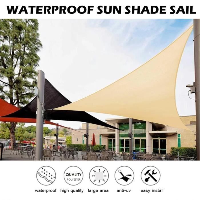 Toile Solaire Voile Ombrage Triangle Parasol Imperméable Jardin 4.5 x 4.5 x 4.5 M