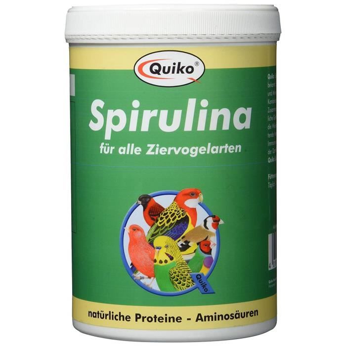 Quiko Spiruline – Protéine naturels et acides aminés Enjoliveurs pour Tous Les Oiseaux, 1er Pack (1 x 500 g)